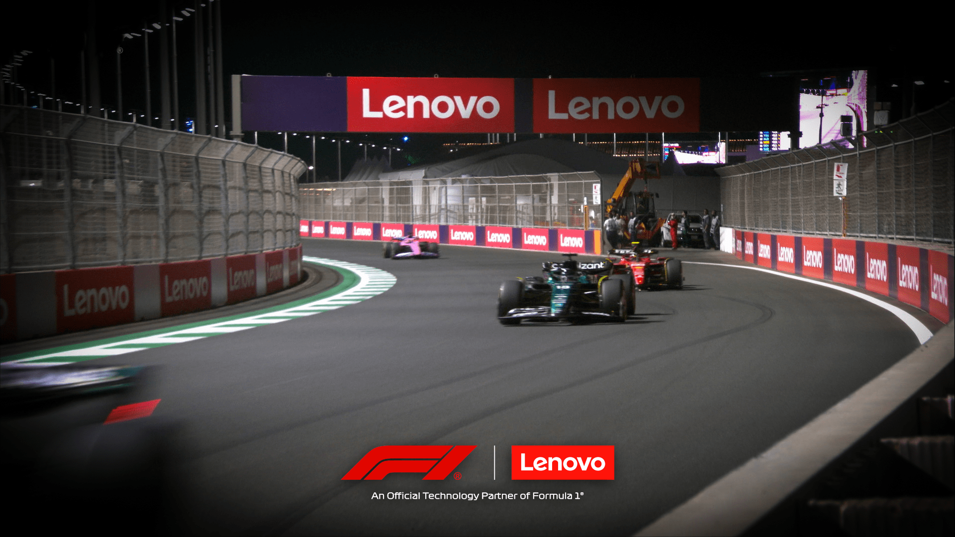 Lenovo and F1 branded image with race car