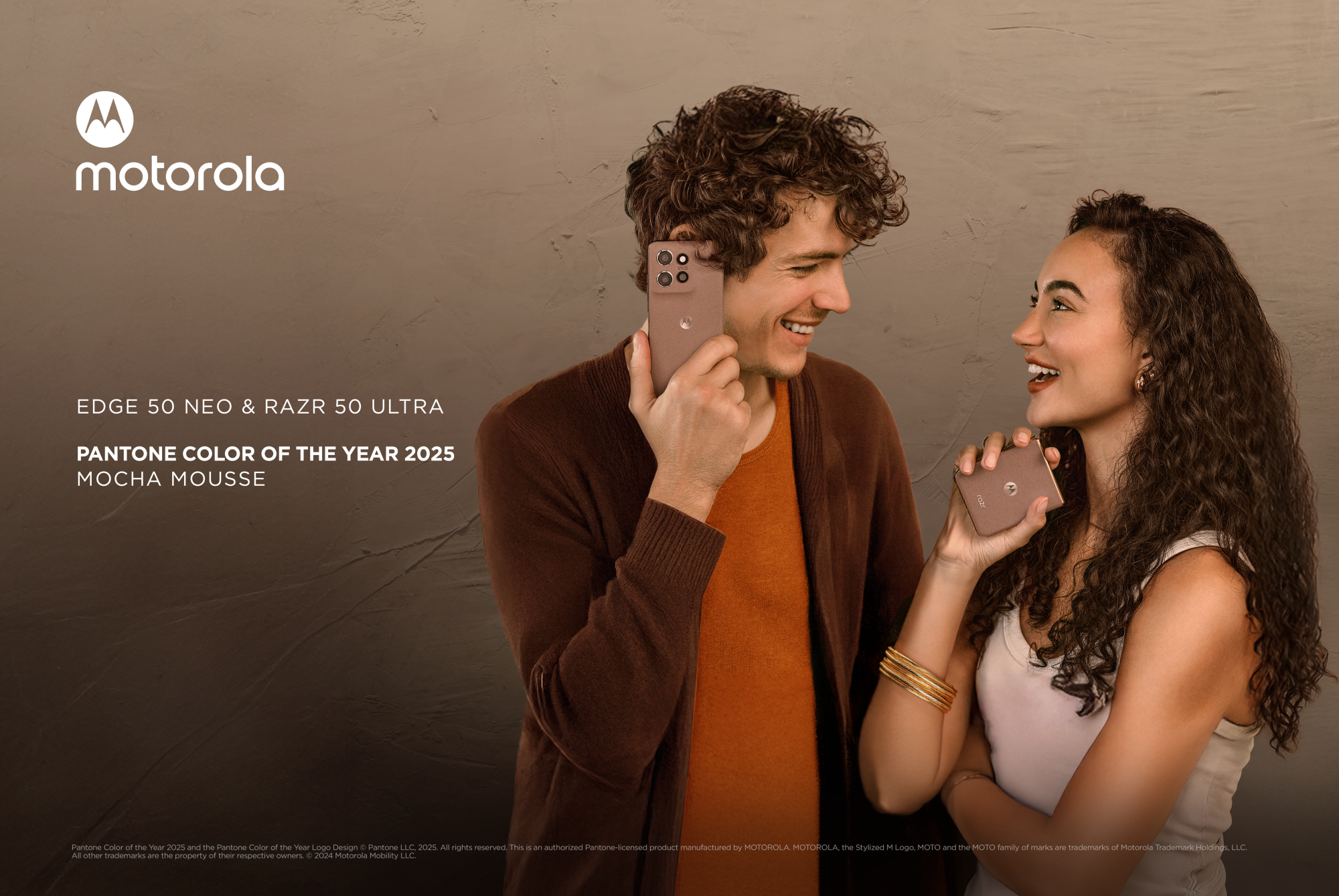 Motorola is the first and only to craft smartphones in the luxurious Pantone Color of the Year 2025, PANTONE 17-1230 Mocha Mousse